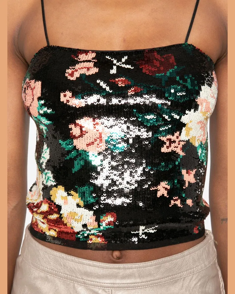 forte_forte Sequined Floral Tank Top — Black Black