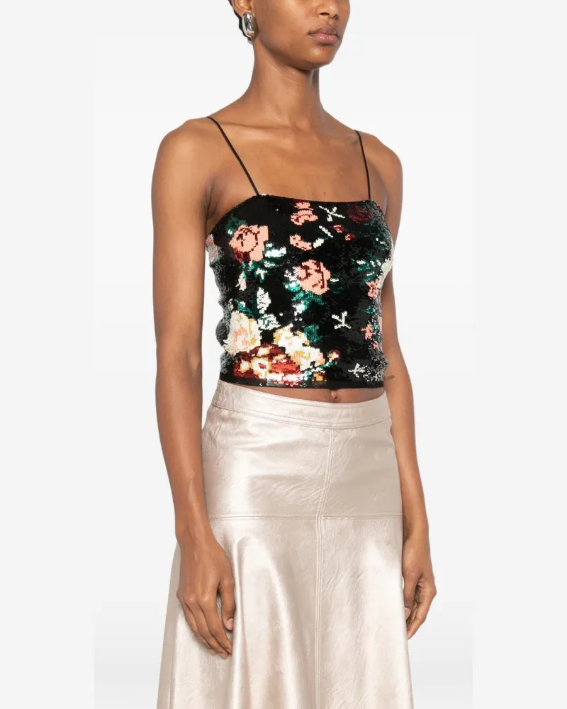 forte_forte Sequined Floral Tank Top — Black Black