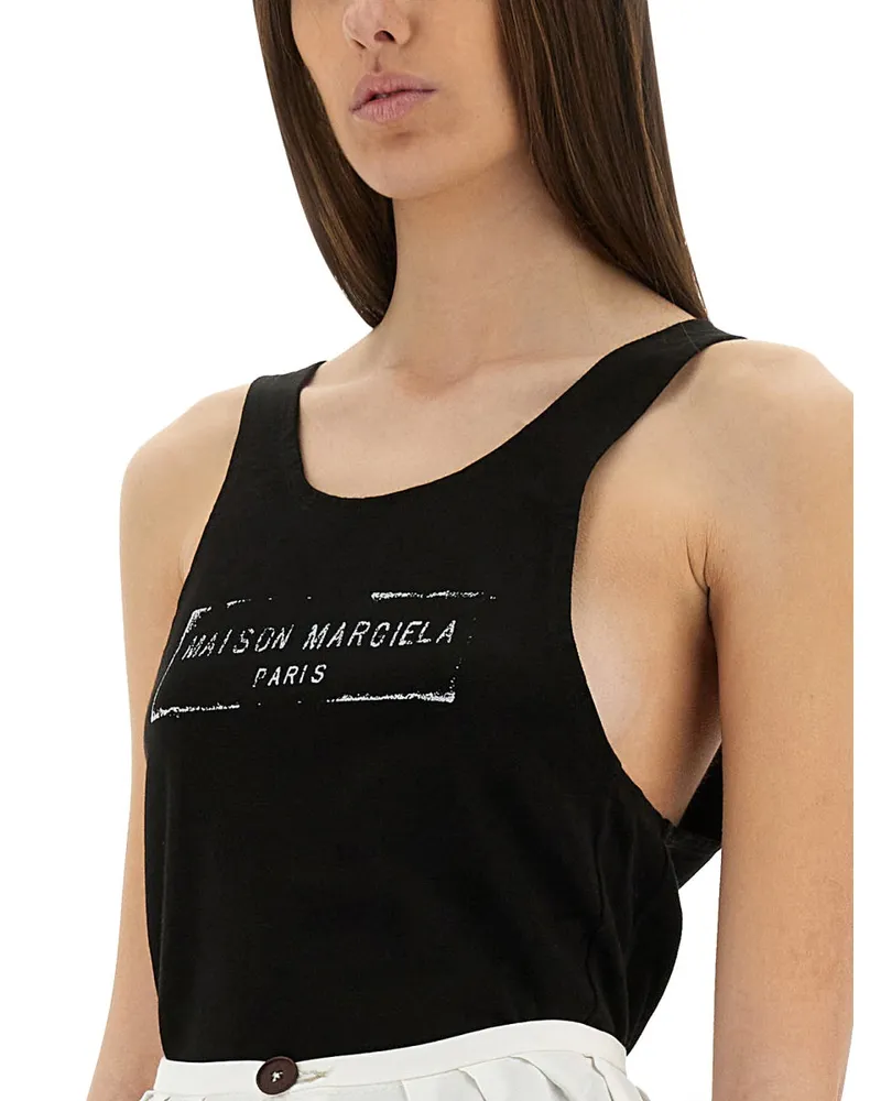 Maison Margiela Logo Print Tank Top — Black Black