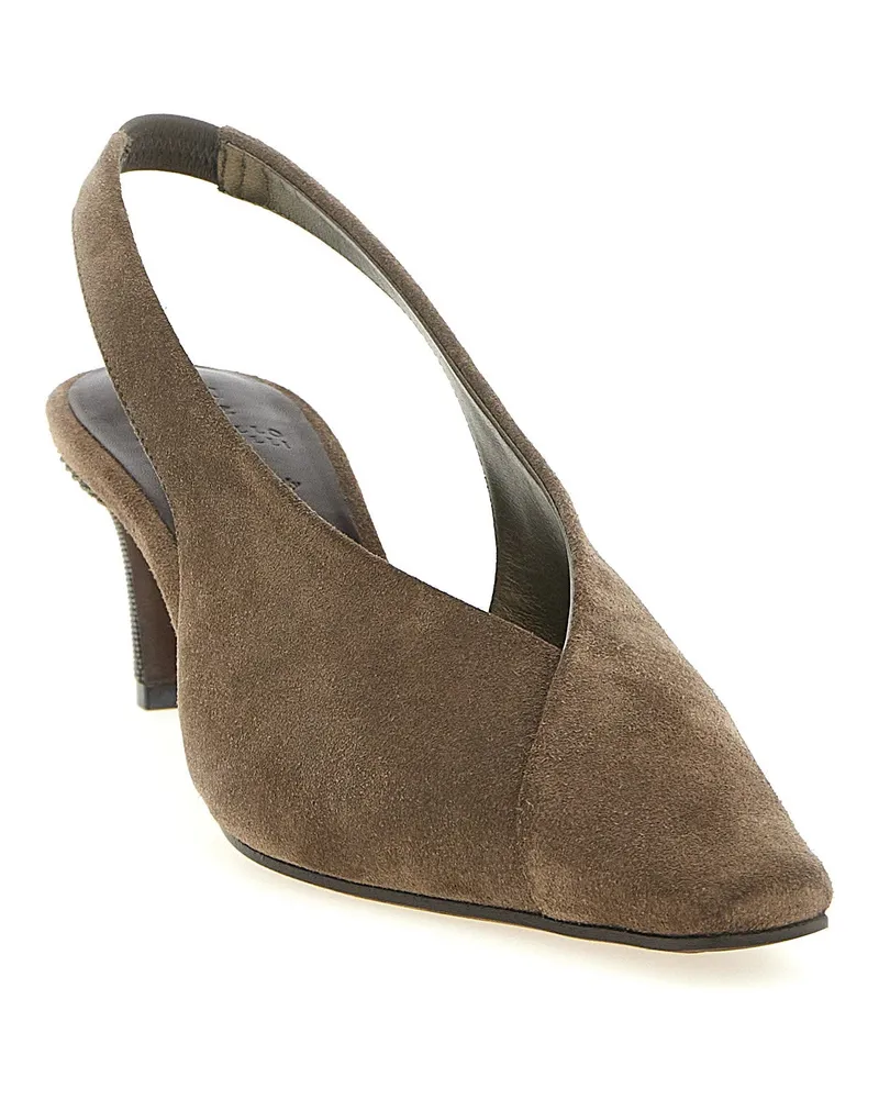 Brunello Cucinelli Slingback Heel — Taupe Brown Taupe