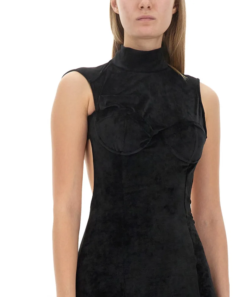 GCDS Slim-Fit Polyester Mini Dress — Black Black