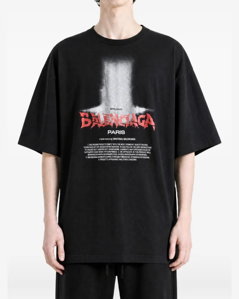 Balenciaga Graphic-Print T-Shirt — Black Black
