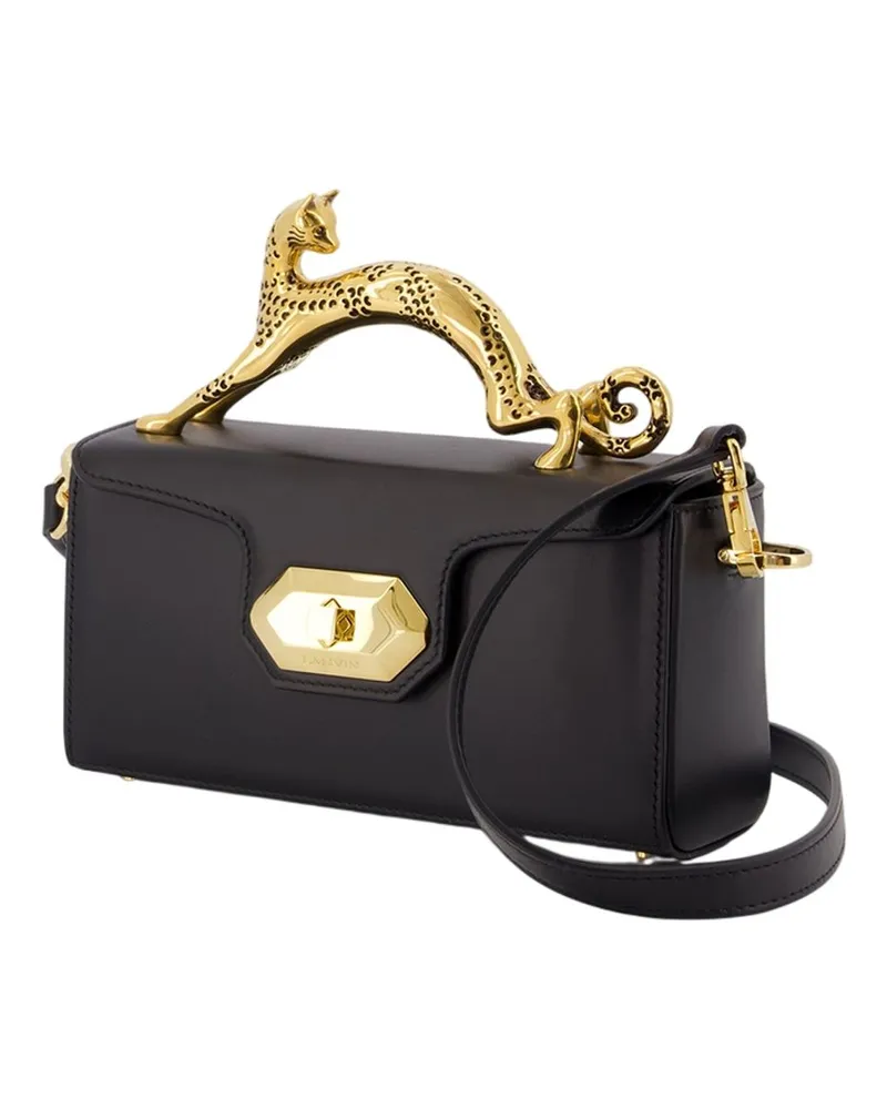 Lanvin Women's Pencil Cat Nano Top Handle Purse -  Leather Black Calfskin Bags Handbags-Purses Black
