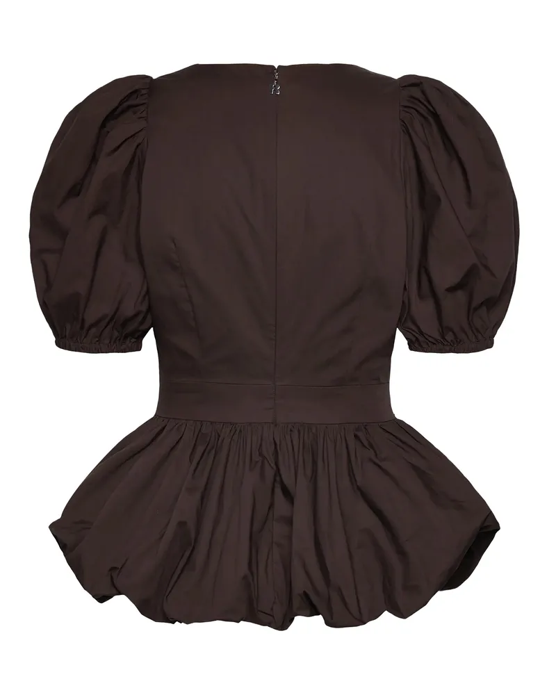 ROTATE Birger Christensen Women's Top Puff Sleeve Bubble Molé Tops Brown