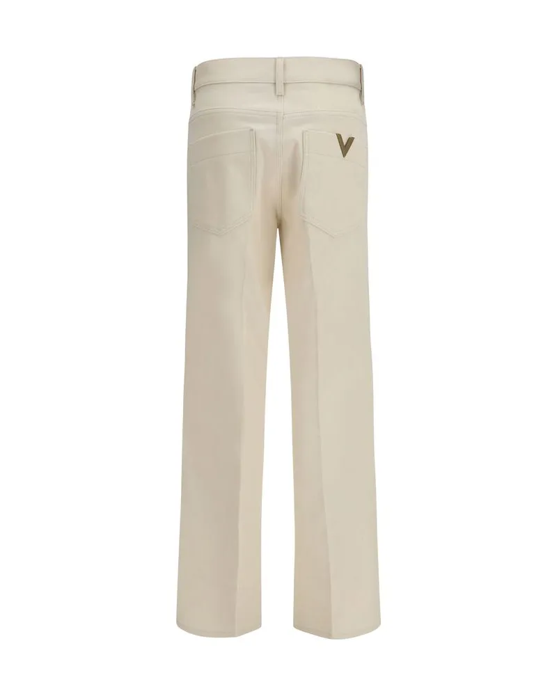 Valentino Garavani Women's Beige Cotton Flared Jeans Clothing Beige