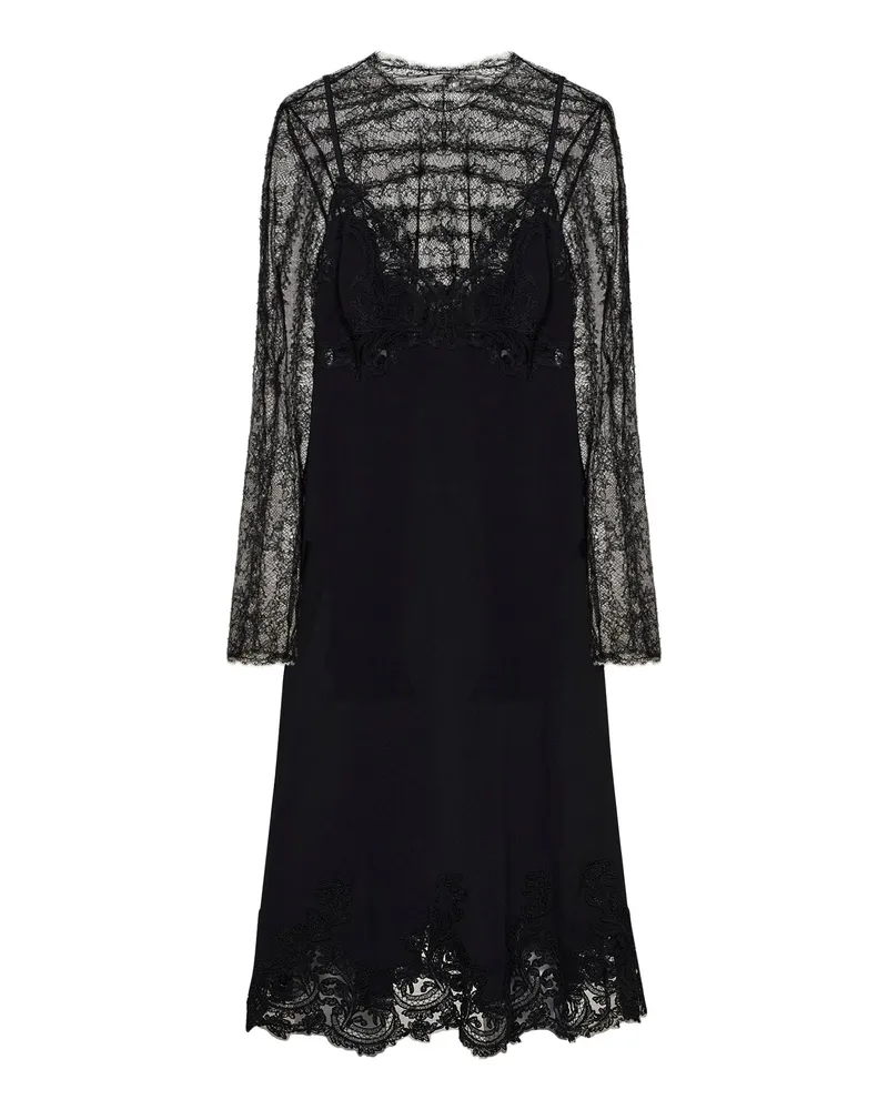 Ermanno Scervino Women's Midi Lingerie Dress Black Lace Viscose Black