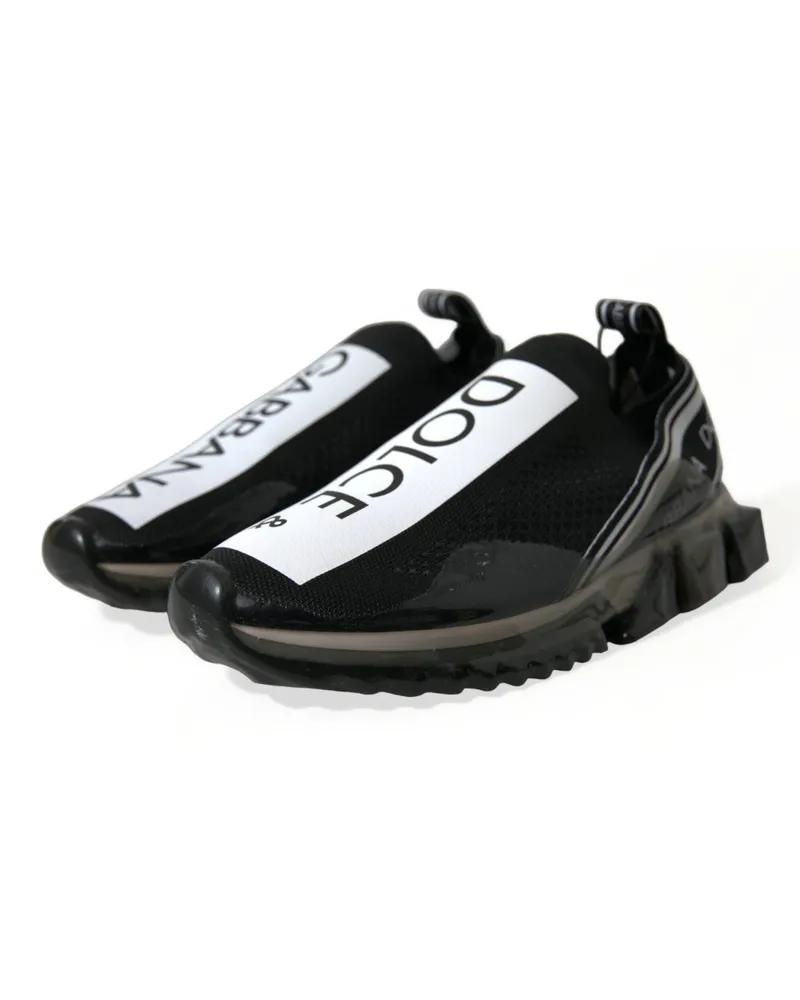 Dolce & Gabbana Men's Black White Slip On Sneakers Sorrento Shoes And Black