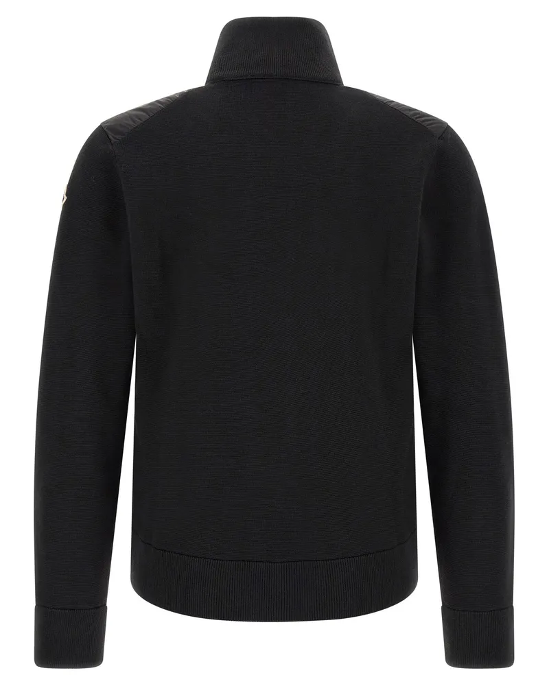 Moncler Quilted Virgin Wool Blend Padded Cardigan — Black Black