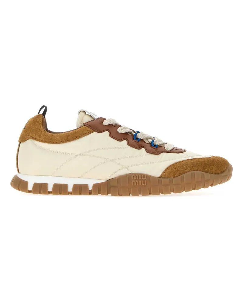 Miu Miu Re-Nylon and Suede Sneakers — Beige Beige