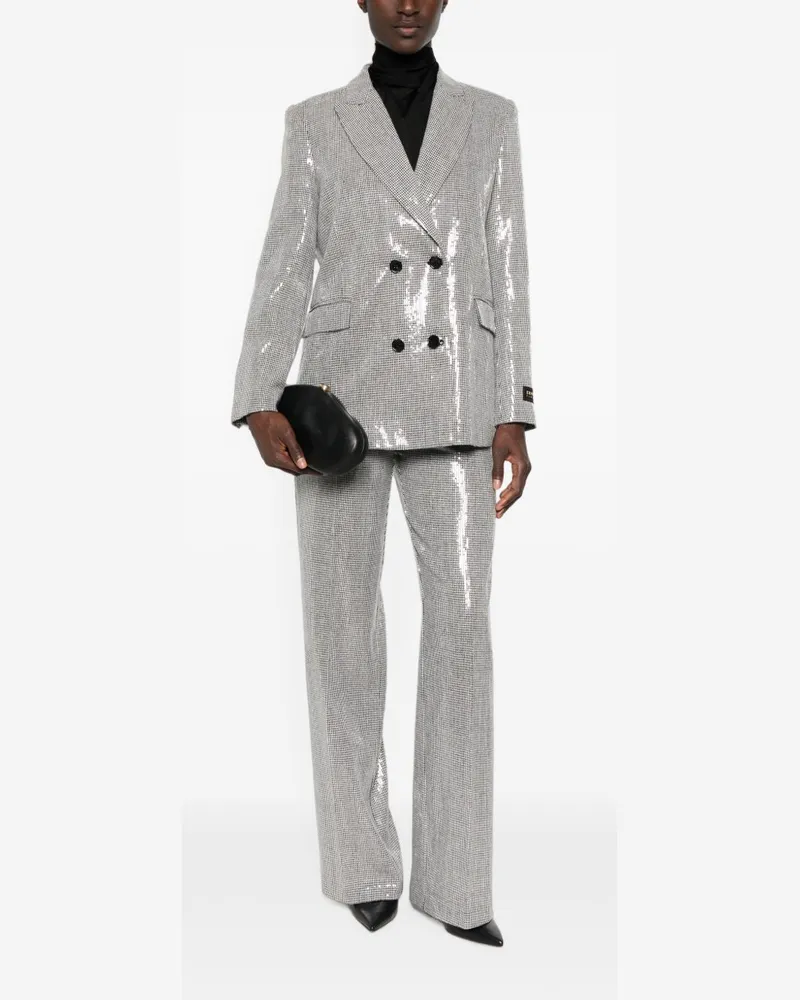 Ermanno Scervino Sequin-Embellished Houndstooth Blazer — Silver Silver