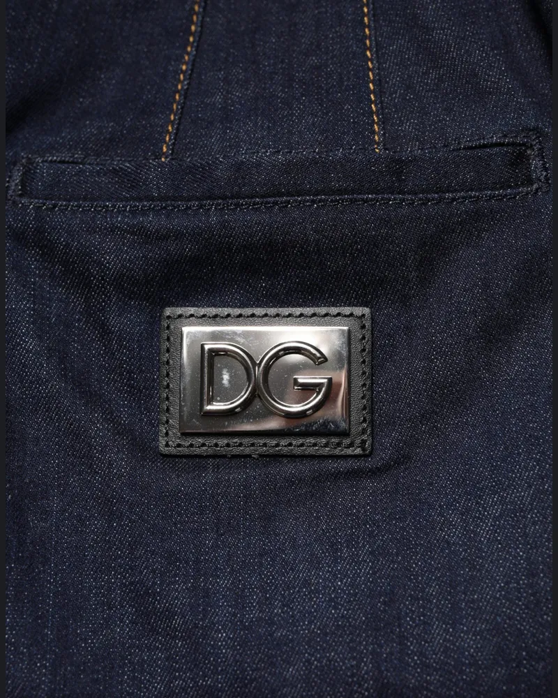 Dolce & Gabbana Women's Dark Blue Cotton A-Line Denim Midi Skirt Co+03 Navy