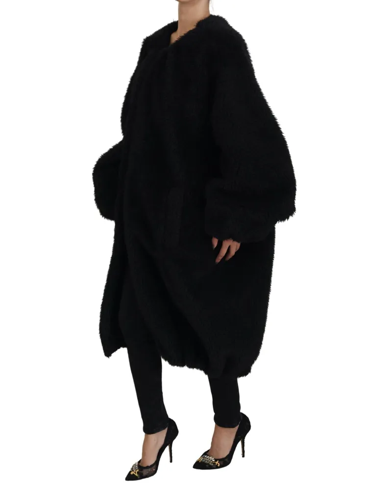 Dolce & Gabbana Women Black Cashmere Blend Faux Fur Coat Jacket Clothing Black