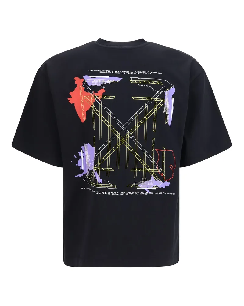 OFF-WHITE Men's Archigeography Arrow Skate T-Shirt Black Cotton T-Shirts And Polos Black