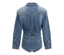 Rhinestone Denim Playsuit — Blue