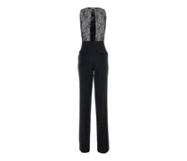 Lace-Embroidered Stretch Jumpsuit — Black