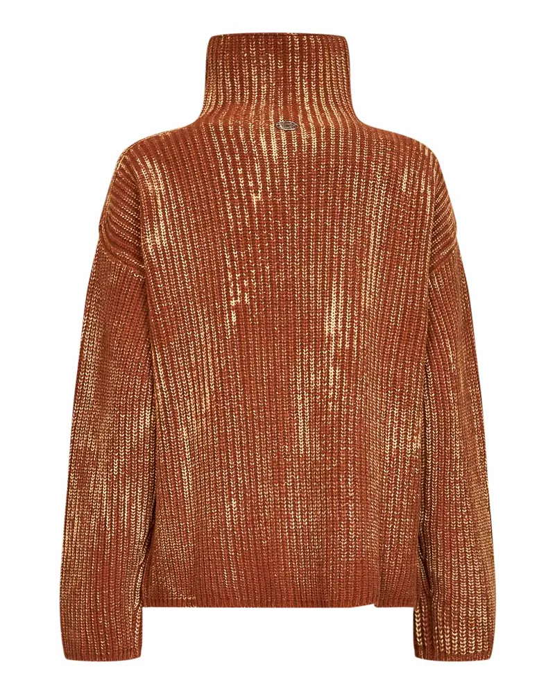 Diesel Women Sweater M-Amet Ribbed Wool-Blend Brown Camel Camel