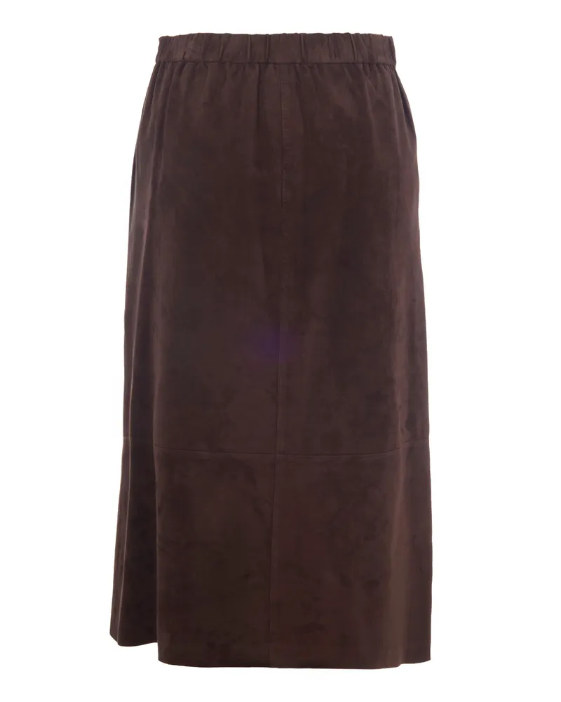 Max Mara Women's Skirt Gazza Lambskin Taupe Leather Brown