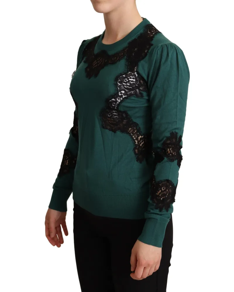 Dolce & Gabbana Women's Green Wool Crewneck Sweater Cotton Clothing Green