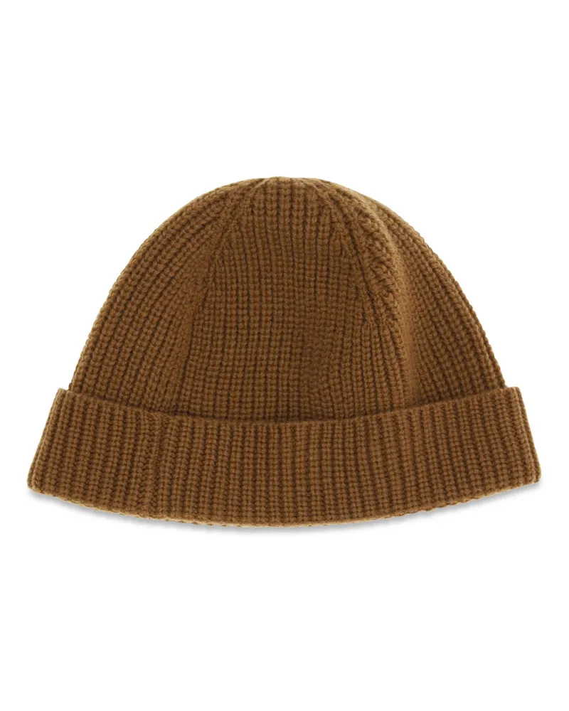 Valentino Garavani Men's Vlogo Beanie Cashmere Cammello Kashmir-Capra Hircus Hats E Hairbands Kashmir/capra Brown