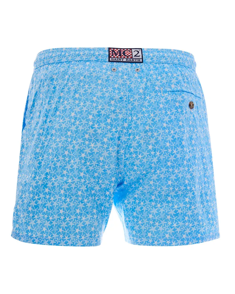 MC2 Saint Barth Men Swim Shorts Lighting Micro Stretch Water Star 31 Polyester Blue