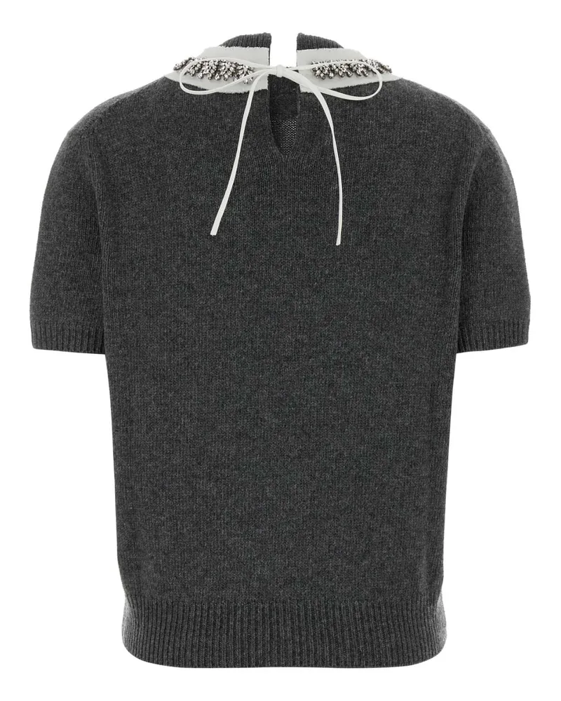 Prada Women's Dark Grey Wool Blend Sweater Ardesia Maglieria Gray