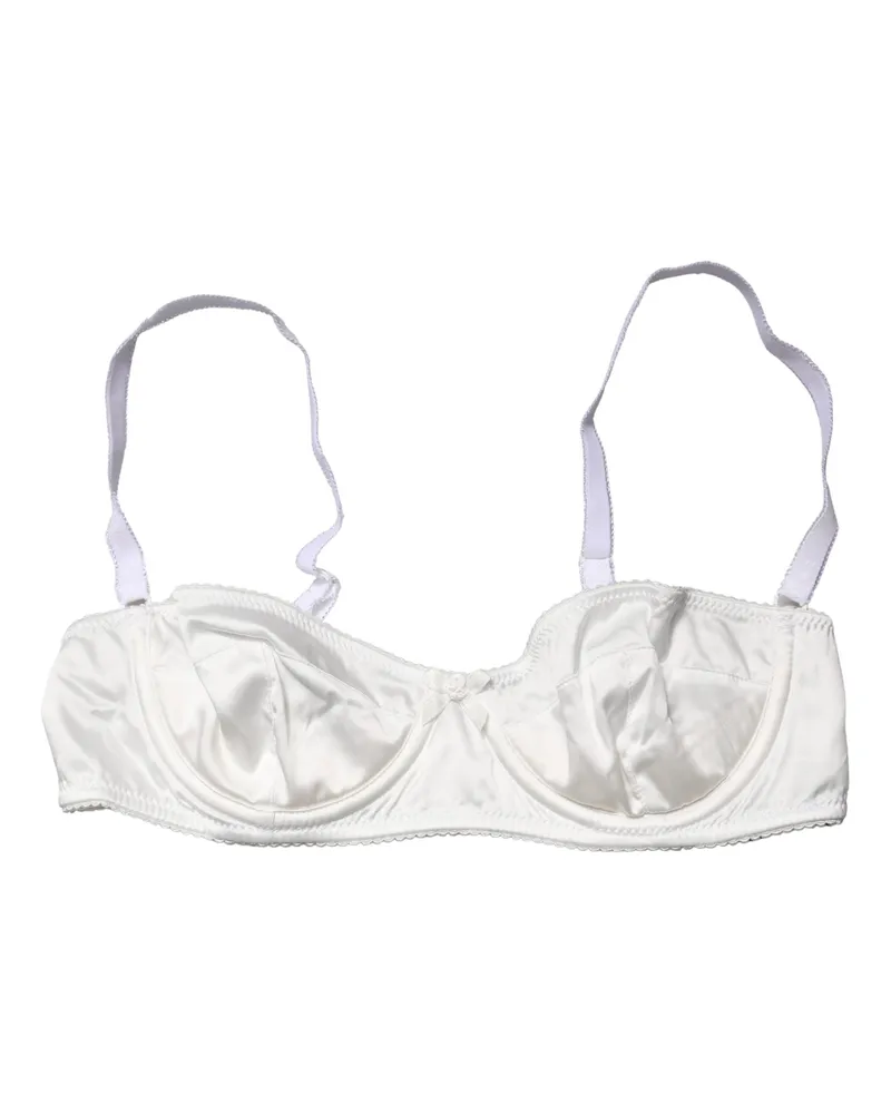 Dolce & Gabbana Women White Semi-Pad Underwire Balconette Bra Underwear Elastane Silk Clothing White