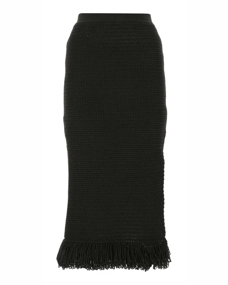 Bottega Veneta Textured Cotton Midi Skirt — Black Black