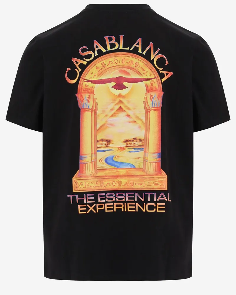 Casablanca Paris Men's Printed Cotton T-Shirt Black Organic T-Shirts And Polos Black