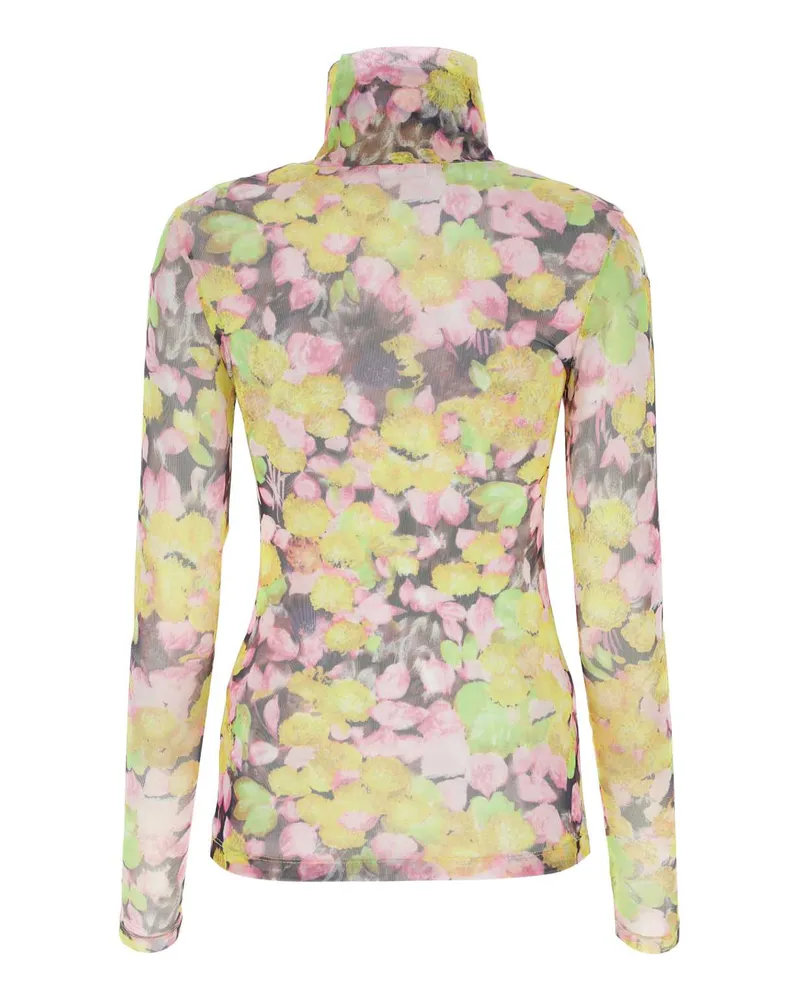 Dries van Noten Floral Printed Mesh Top — Yellow Yellow