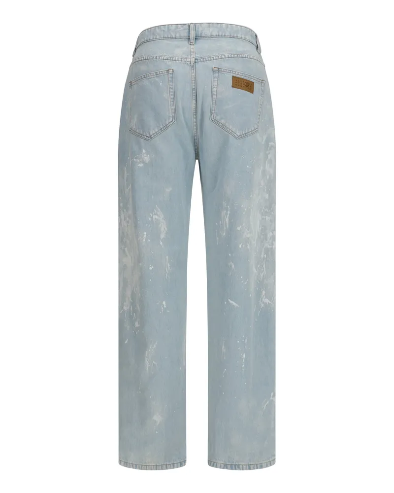 Maison Margiela Splatter-Effect Cotton Jeans — Blue Blue