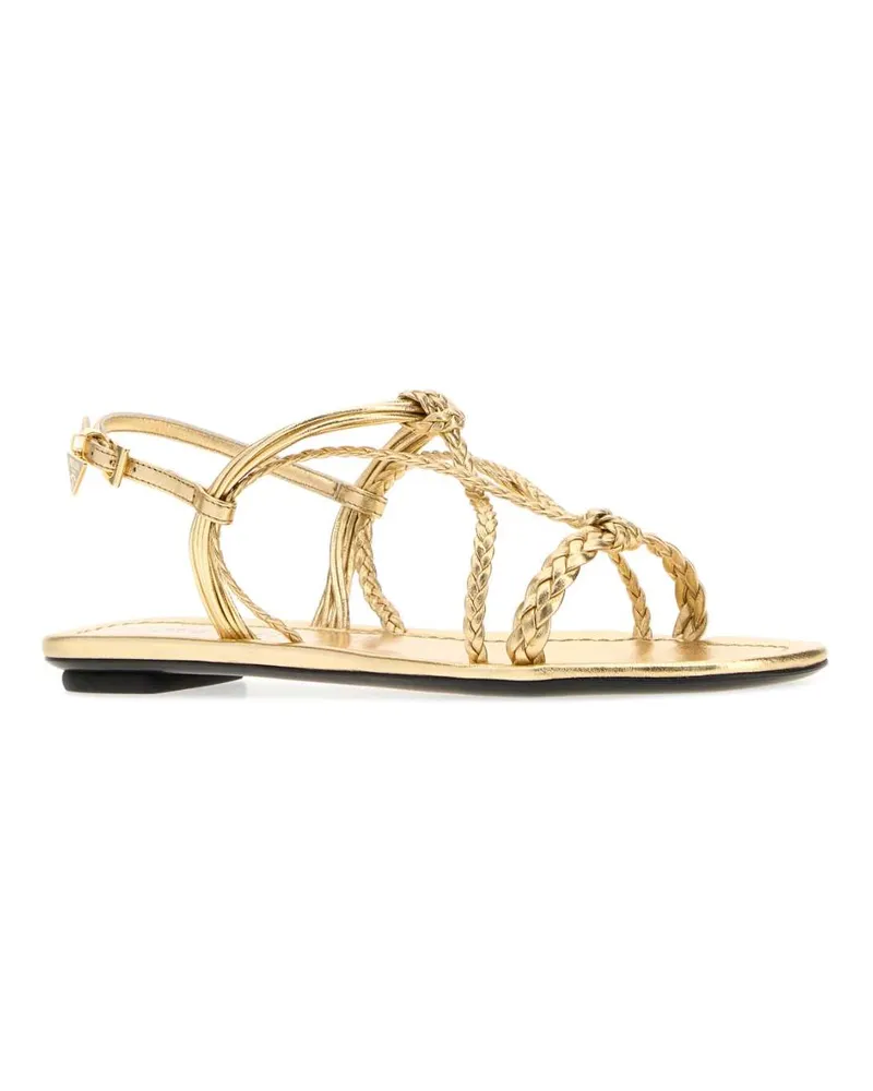 Prada Women's Gold Nappa Leather Sandals Platino Sandali Gold