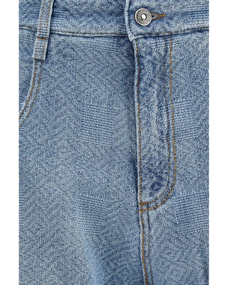 Ermanno Scervino Textured Cotton Baggy Jeans — Blue Blue