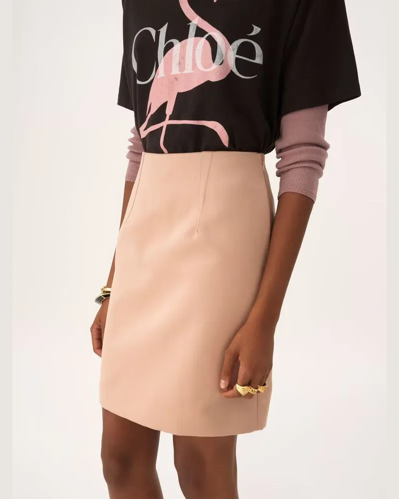 Chloé Tailored A-Line Skirt — Rose Rose