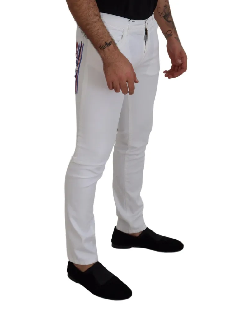 Dolce & Gabbana Men's White Slim Skinny Stretch Cotton Denim Jeans Clothing White