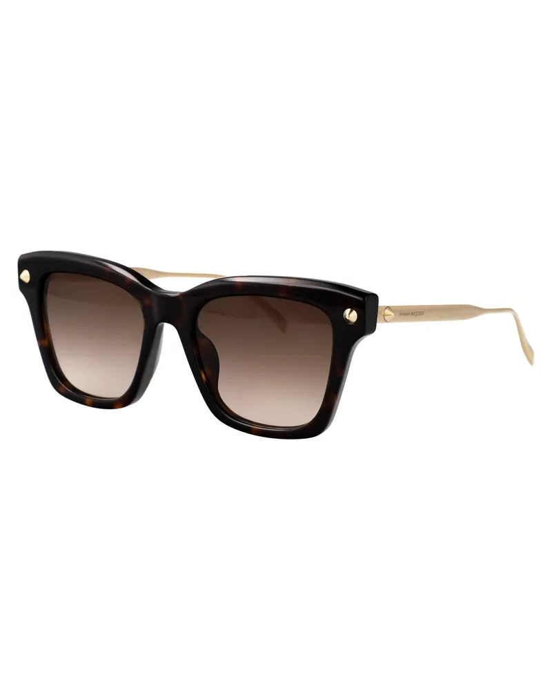 Alexander McQueen Women's Sunglasses Am0483s Havana Gold Brown Havana-Gold-Brown Metal Havana/gold/brown Brown