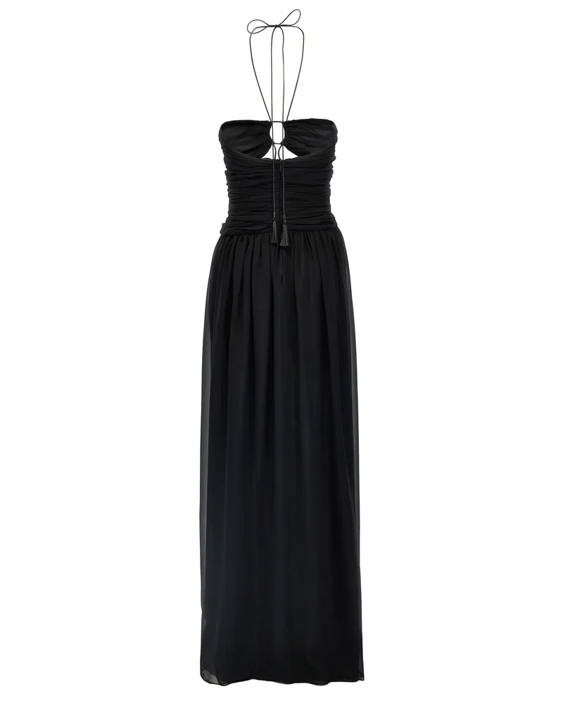 Tom Ford Halter Neck Draped Silk Dress — Black Black