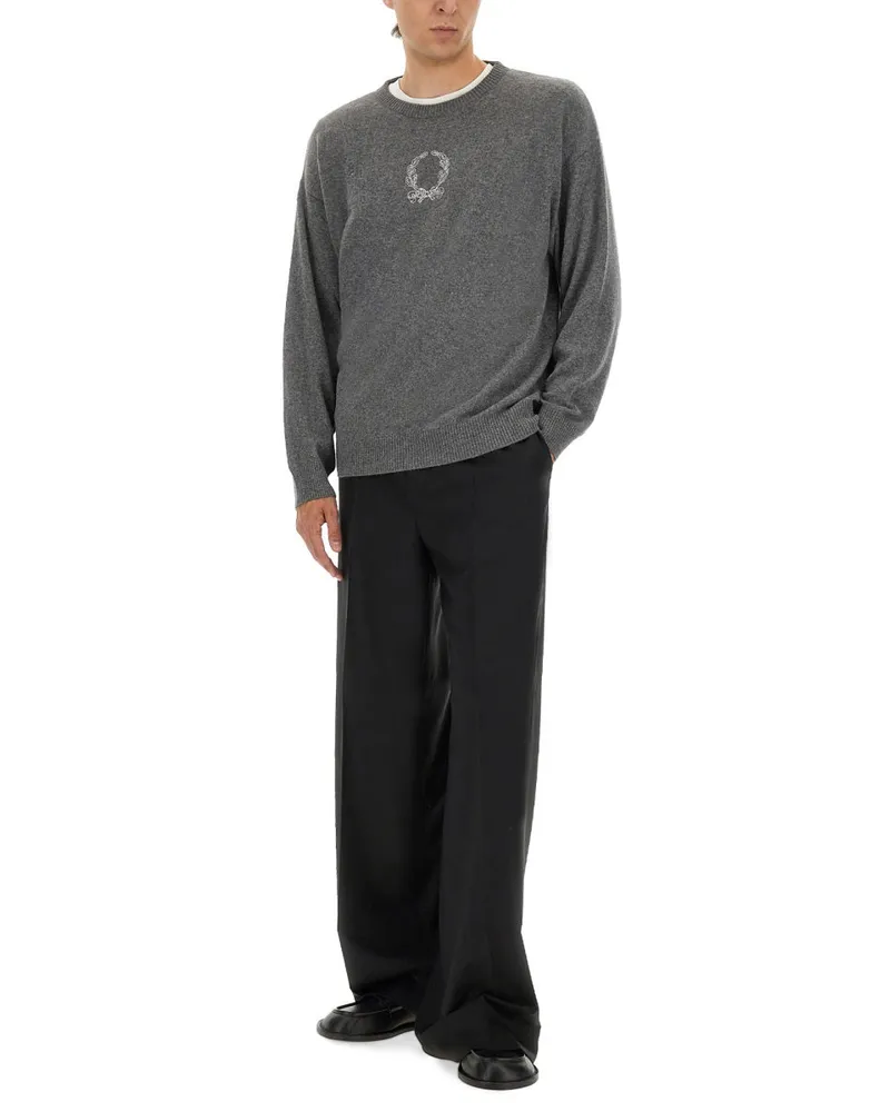 Moschino Virgin Wool Canvas Trousers — Black Black