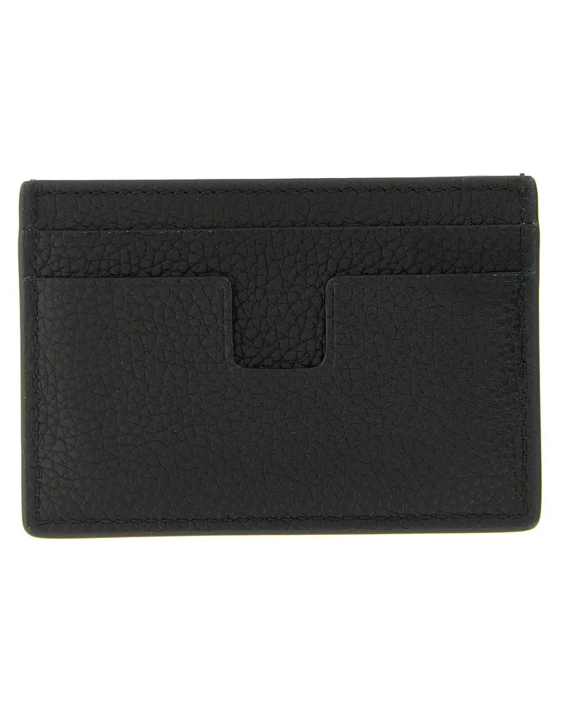 Tom Ford Hammered Leather Card Case — Black Black