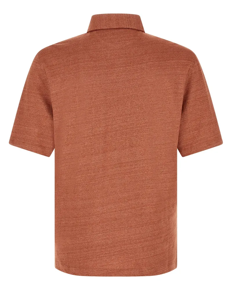 Brunello Cucinelli Linen-Cotton Jersey Mélange Polo — Rust Rust