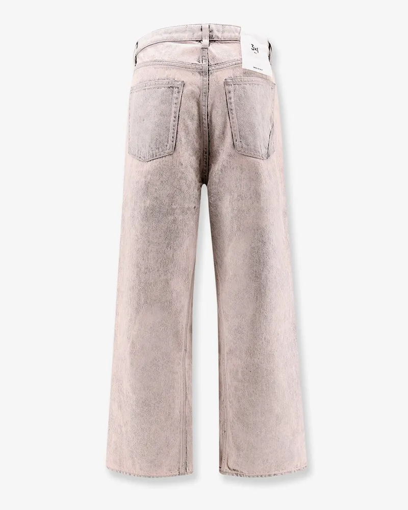 3x1 Women's Denim Jeans With Bleached Pattern Pink Cotton Pink