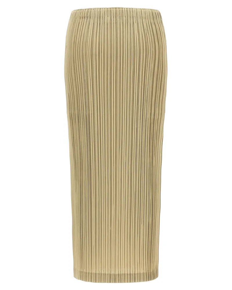 Issey Miyake Vertical Pleated Skirt — Beige Beige