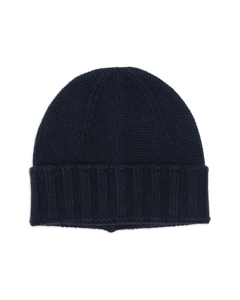 La Fileria 10186 Cashmere Ribbed Beanie — Navy Navy