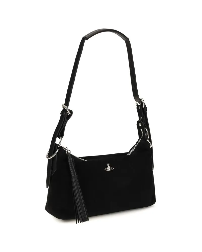 Vivienne Westwood Emma Suede Shoulder Bag — Black Black