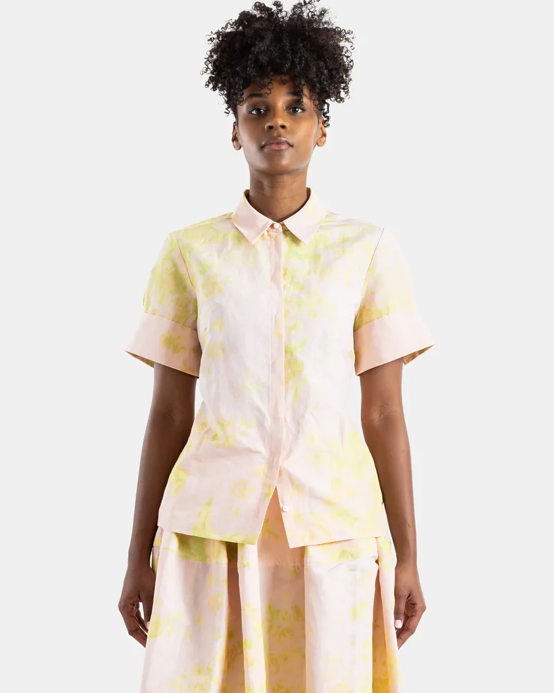 Erdem Women's Chartreuse Floral Short-Sleeved Shirt Pink Pink