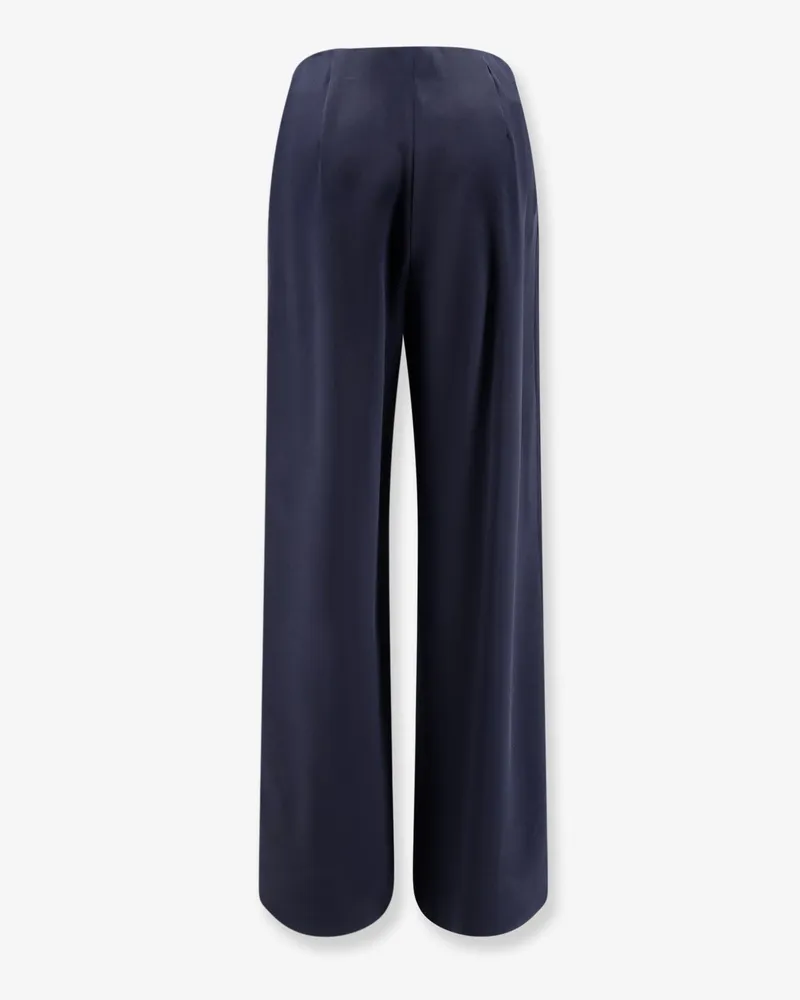 Max Mara Women's Satin Trousers Blue Silk Navy