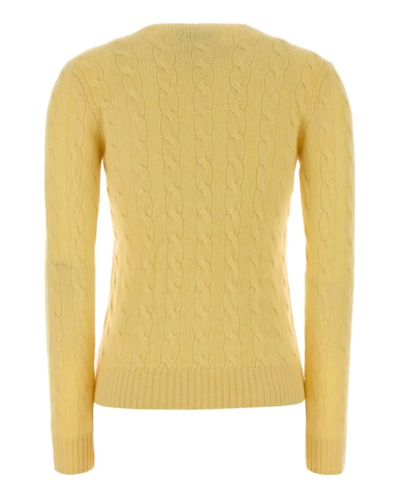 Ralph Lauren Cable-Knit Wool-Cashmere Sweater — Yellow Yellow
