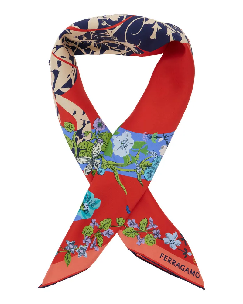 Ferragamo Women's Scarf, Red Silk Scarfs Red