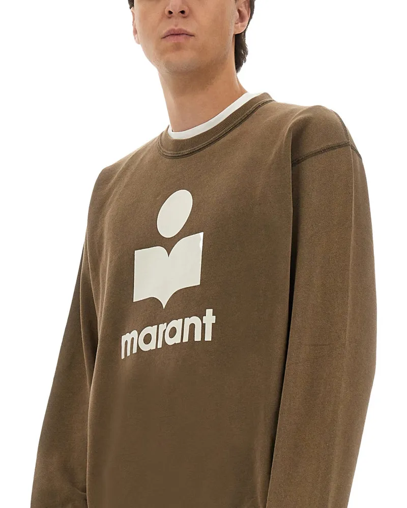 Isabel Marant Logo Cotton Sweatshirt — Brown Brown