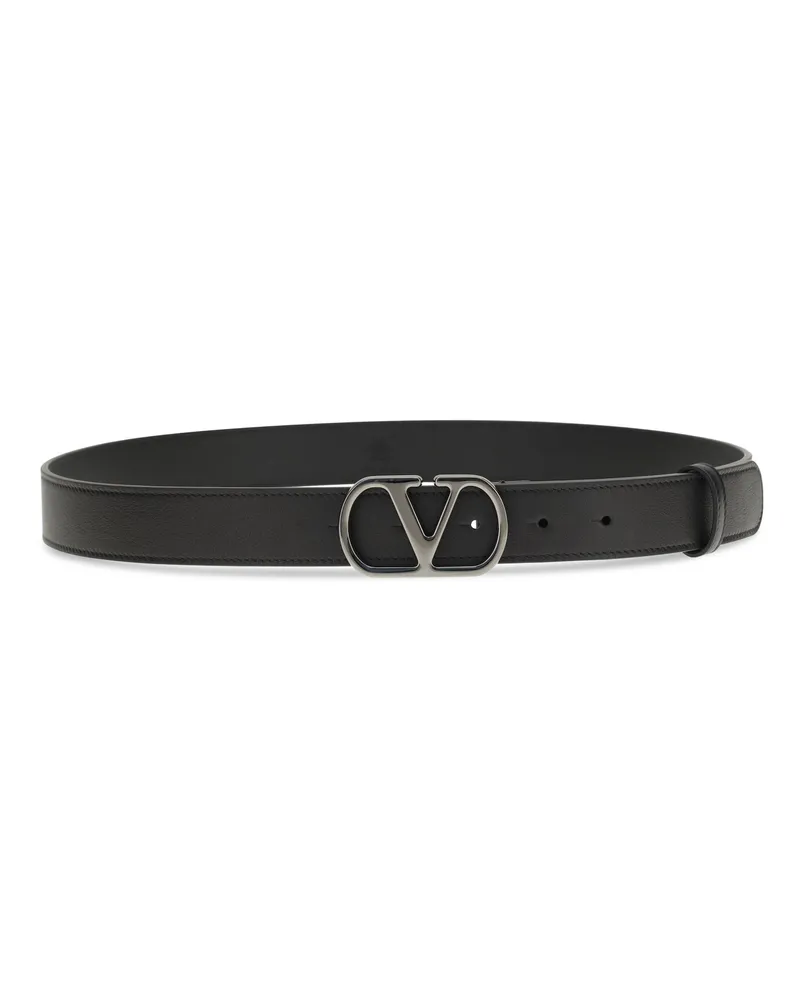 Valentino Garavani Men's Vlogo Signature Leather Belt Nero Calf Bos Taurus E Braces Black