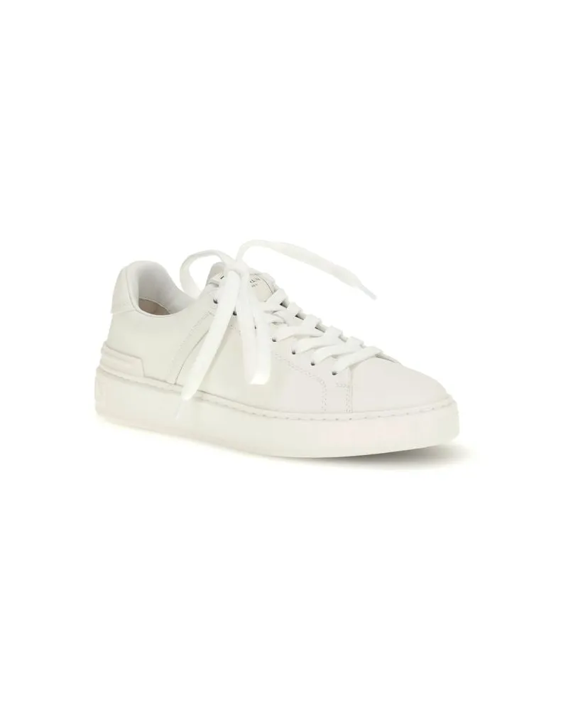 Balmain Women's White Calf Leather Bos Taurus Low Top Sneakers White